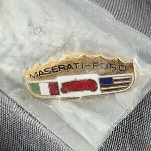 Vintage Maserati - Ford Italy Flag American Pin Button 90s